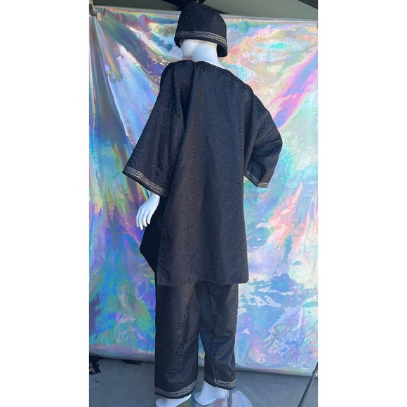 Black Three Piece Ring Design Dashiki Set by Rainbow - Picture 8 of 15